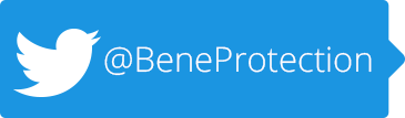 A graphic of the twitter icon and @beneprotection 