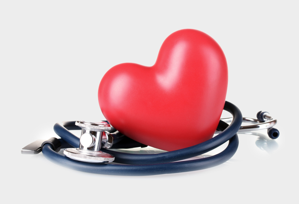 An image of heart shape and a stethoscope
